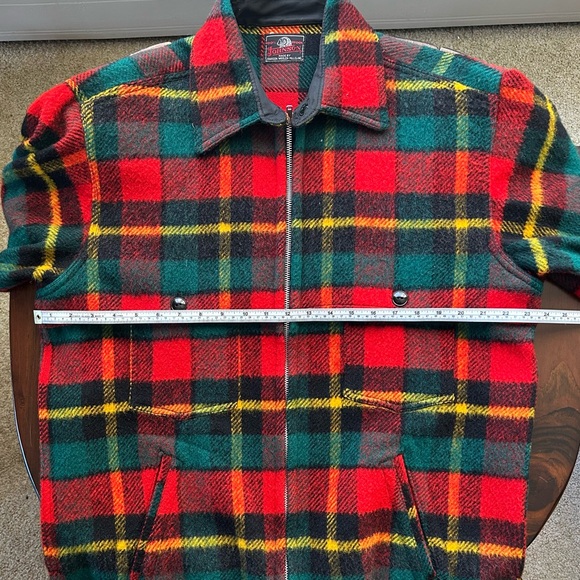 Vintage Plaid Wool Zip Up Jacket - Red, Green, Yellow - Picture 5 of 7